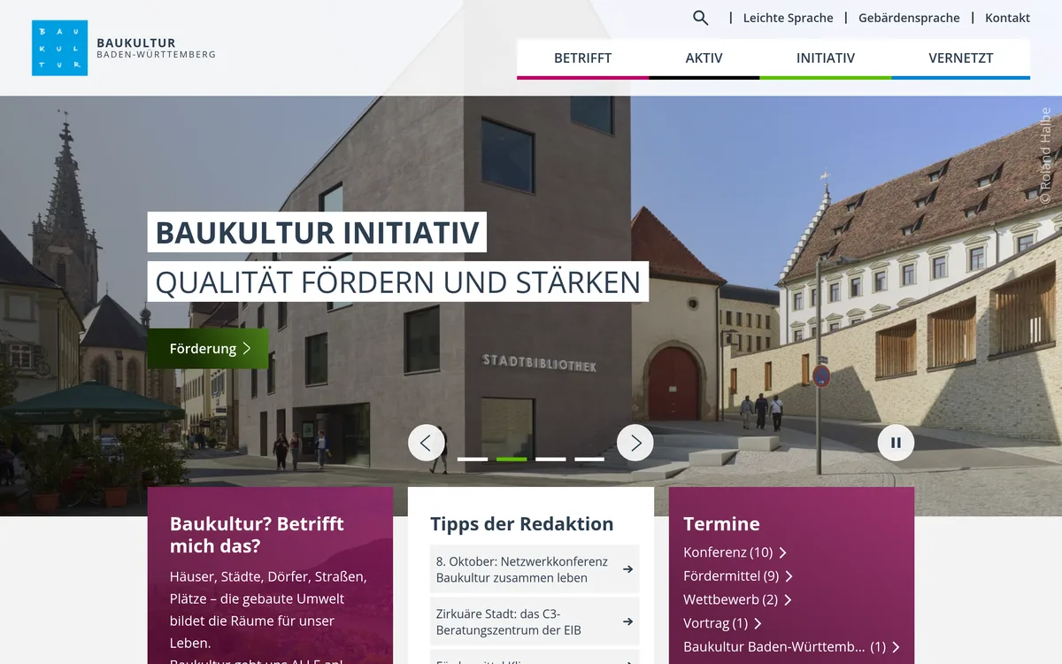Screenshot: Baukultur Baden-Württemberg
