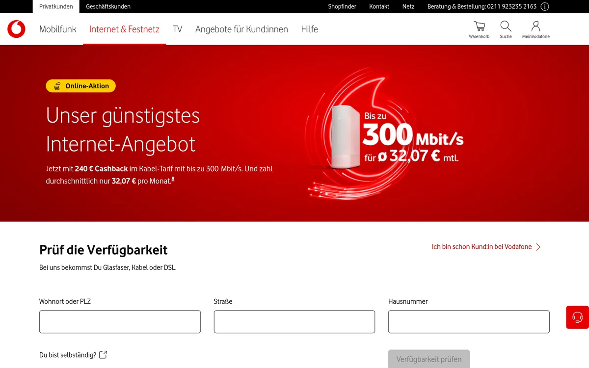 Screenshot: Vodafone Zuhause Plus
